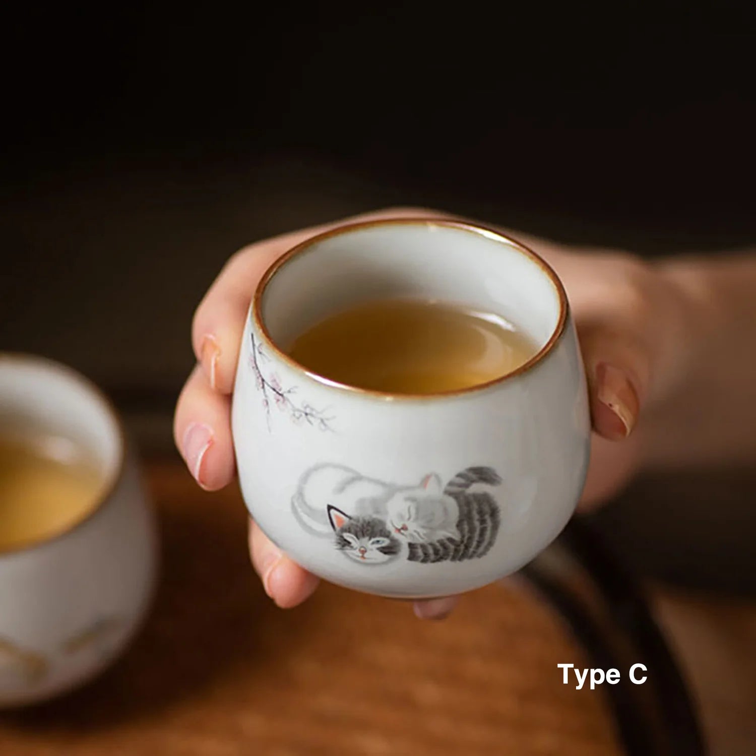 Tee-Tassen-Set: Japanische Kätzchen aus Porzellan - Muncat