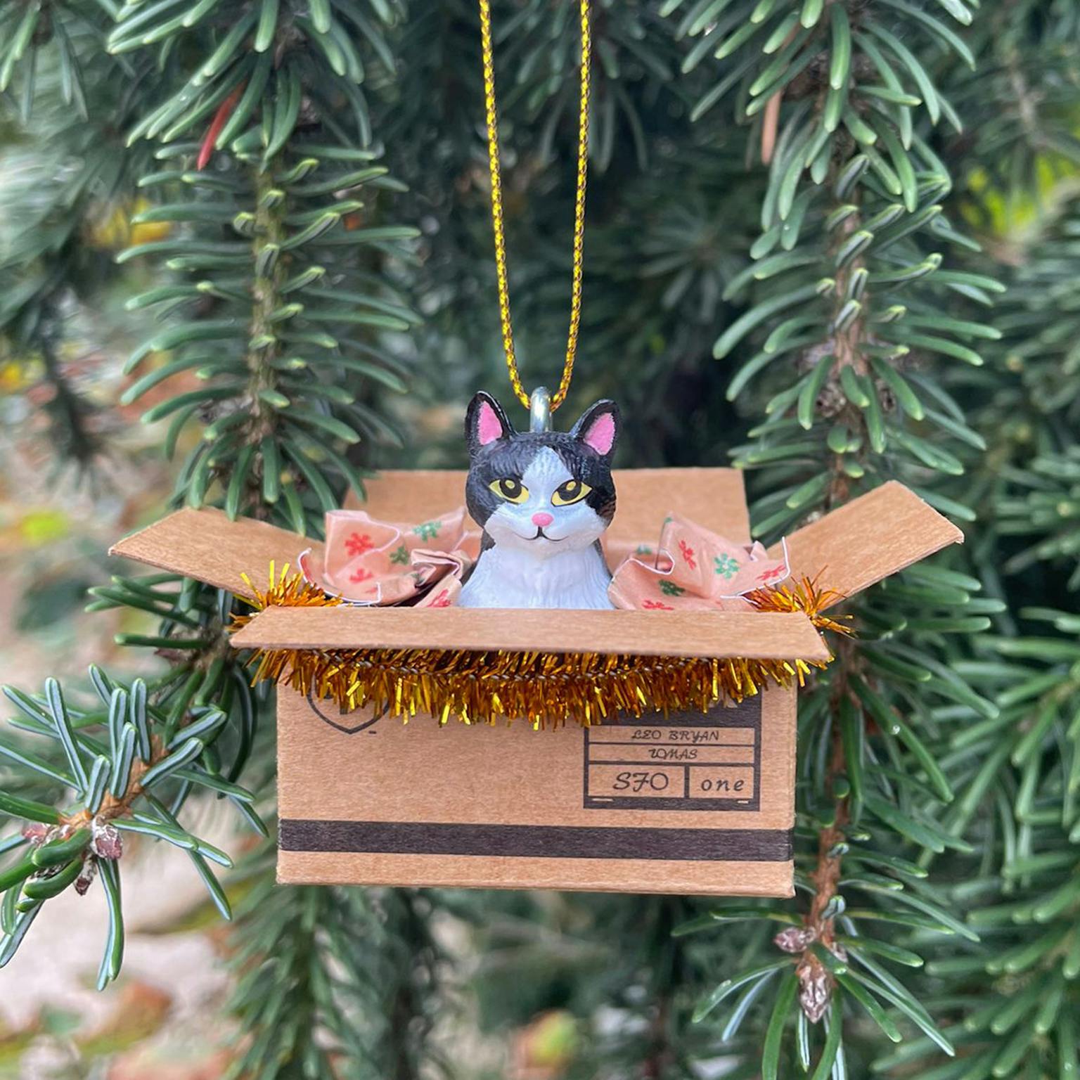 Weihnachtsanhänger Katze im Karton - Muncat