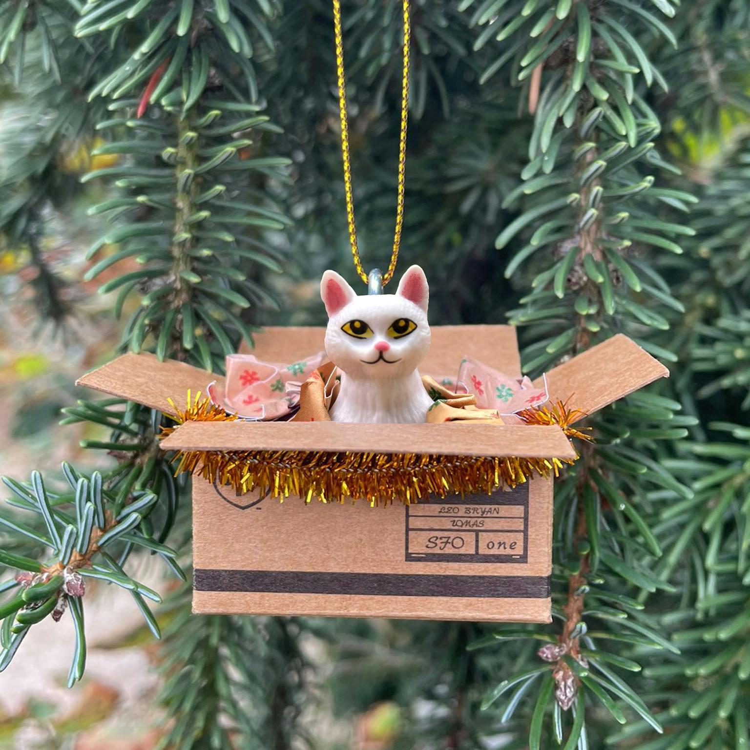 Weihnachtsanhänger Katze im Karton - Muncat