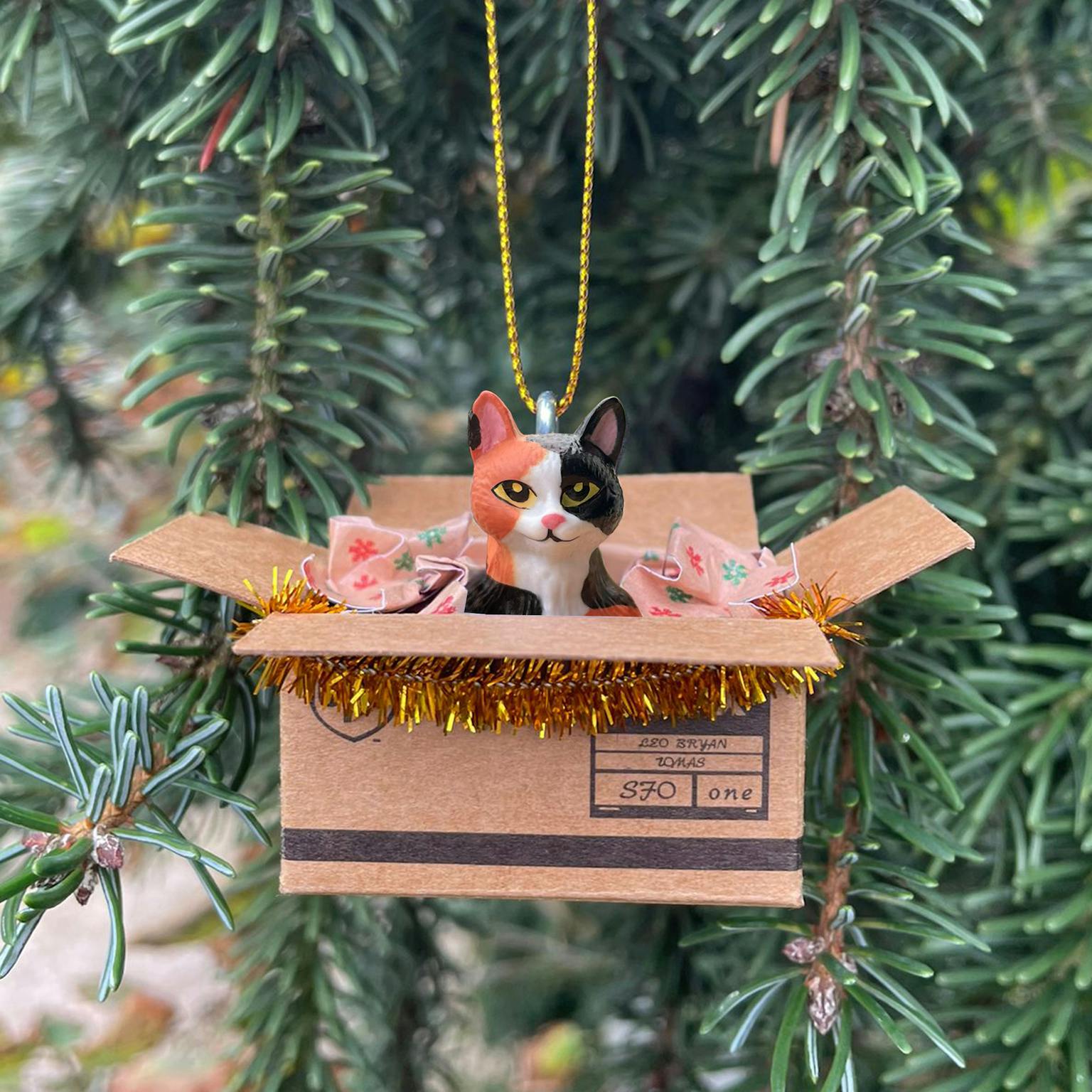 Weihnachtsanhänger Katze im Karton - Muncat
